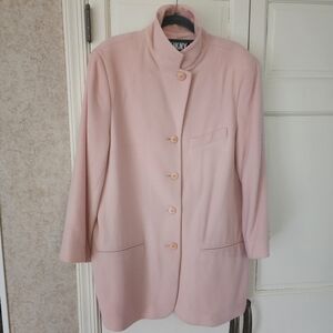 Vontage Pastel Pink Wool Stand-Collar Coat Jacket.pit To Pit 21lenth34"